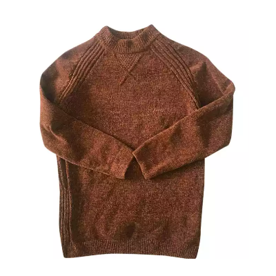 Brown Round Neck Velvet Sweater For Men